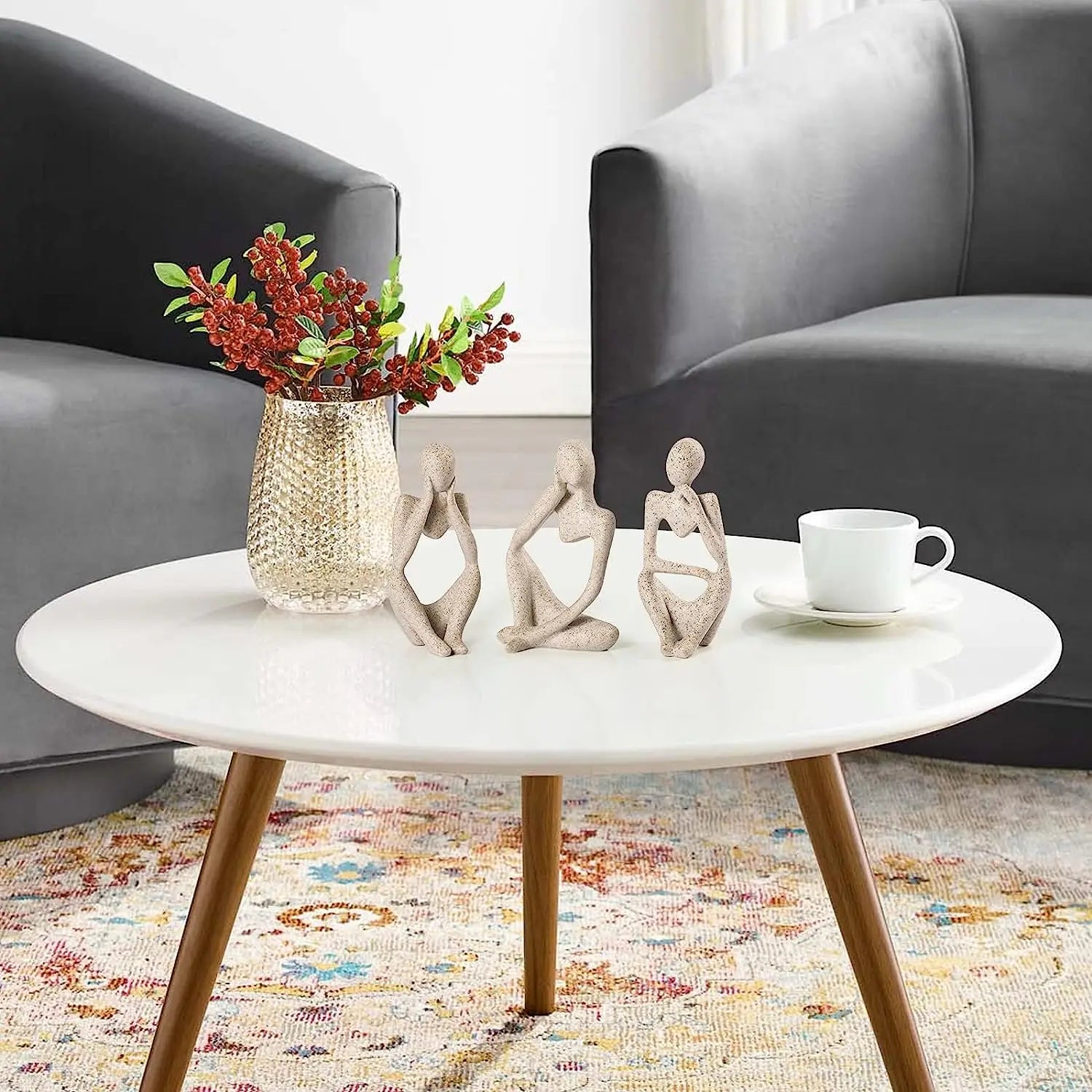 Modern Style Home Living Room Dining Table Decoration Thinker Sandstone Resin Statue Ornaments Housewarming Gift