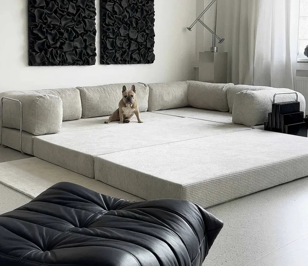 Modern Design Vacuum Compressed Packing High Density Foam Corner Sofa Bed Compression Sofa for Living Room