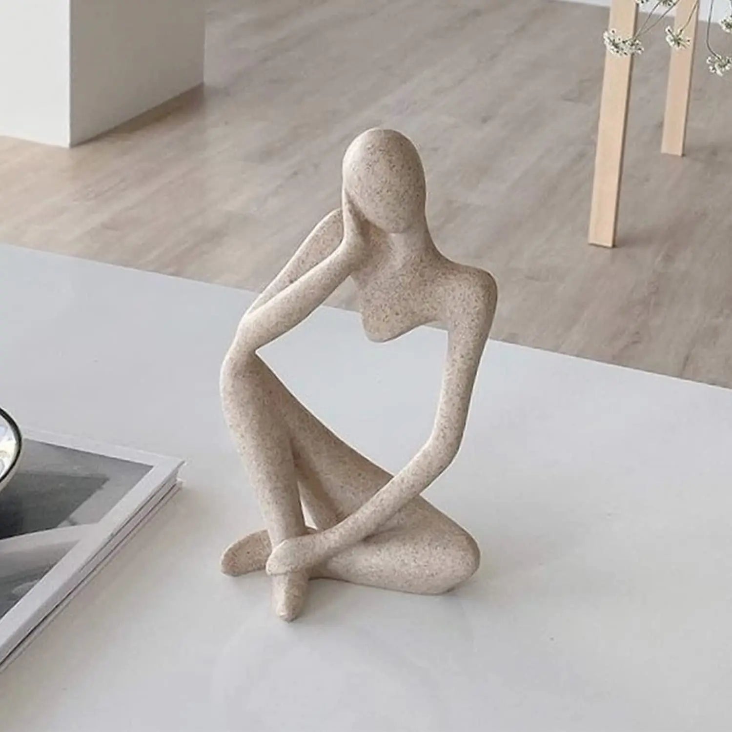 Modern Style Home Living Room Dining Table Decoration Thinker Sandstone Resin Statue Ornaments Housewarming Gift